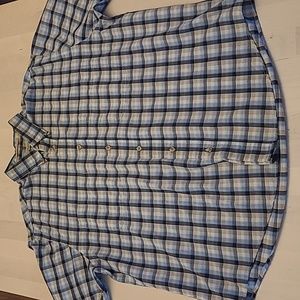 LIKE NEW Munsingwear Blue and Grey Gingham Short Sleeve Button-up